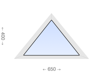 Глухое равнобедренное треугольное ПВХ окно 650x400 LG Hausys