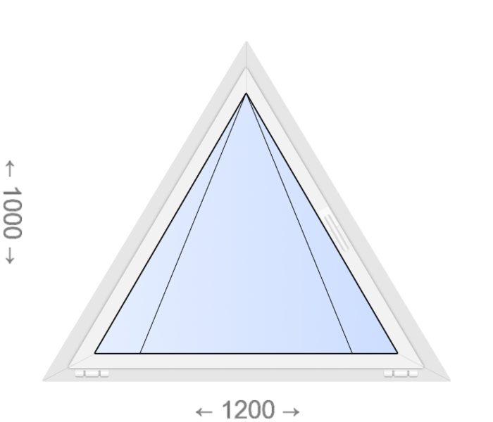 Откидное равнобедренное треугольное ПВХ окно 1200x1000 Kommerling